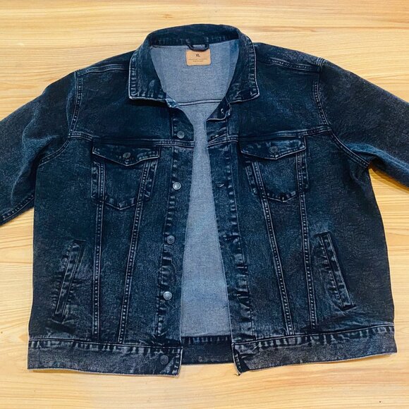 Washed Black Unisex Black Denim Jacket Never Worn Threadfast Apparel Size XL - Picture 1 of 11